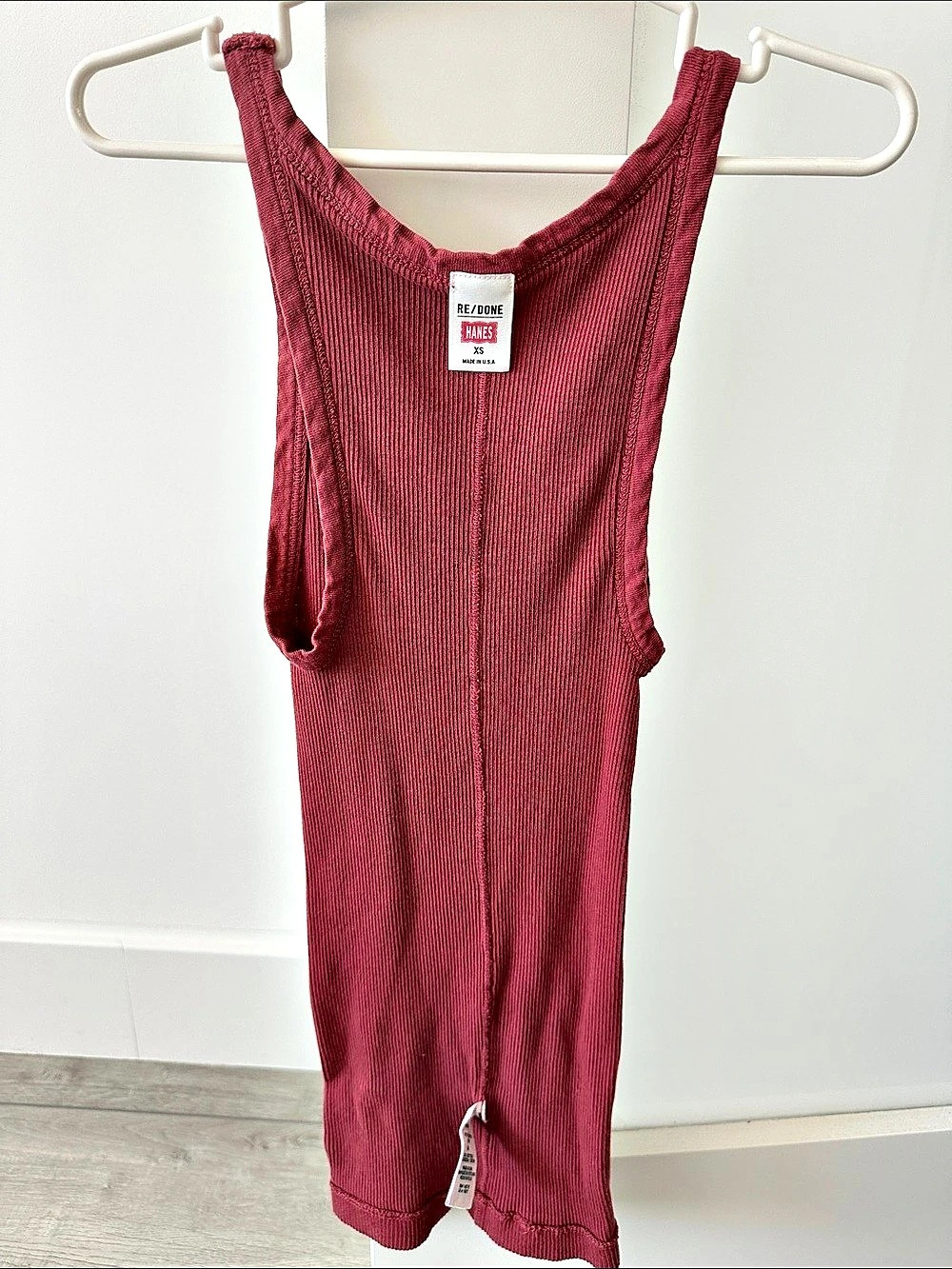 RE/DONE x Hanes Ribbed Tank in Red, XS